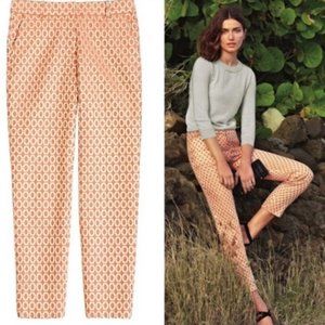 J Crew Salmon and Gold Brocade Pants